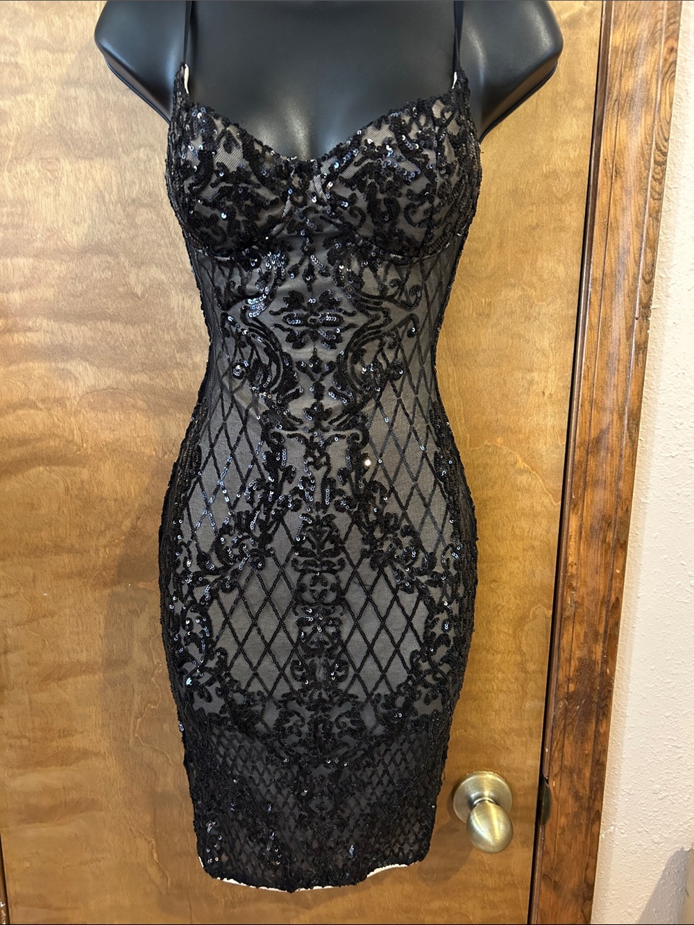 Black Sequin Mesh Bodycon Dress - Homecoming